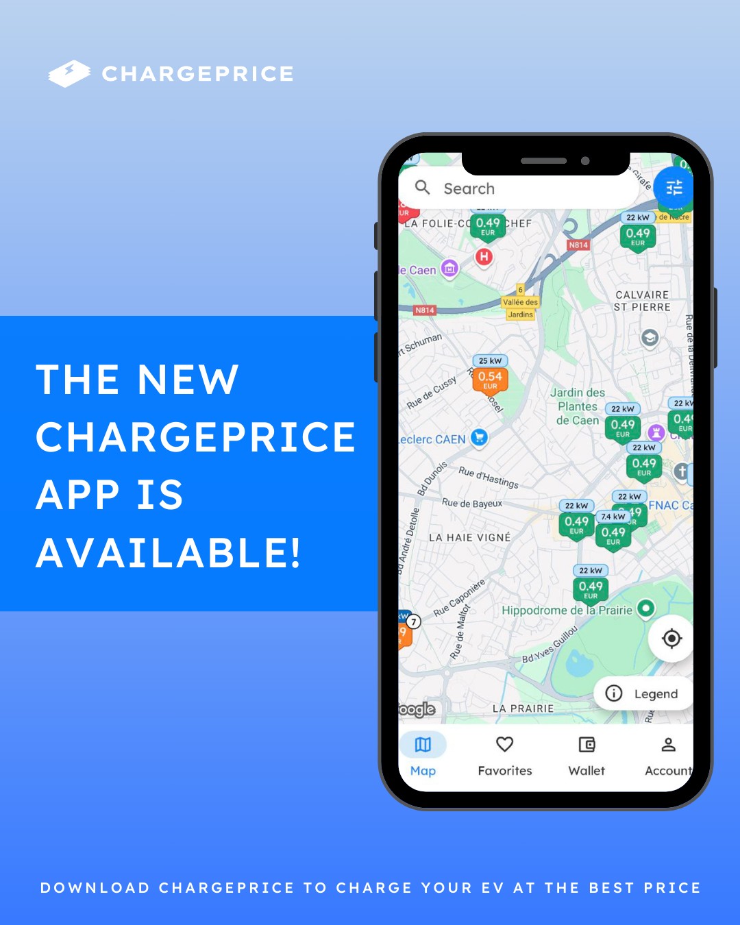 Neue Chargeprice-App-Oberflaeche nach dem Redesign 2025