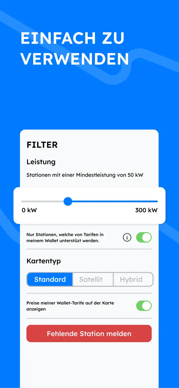 Screenshot der Chargeprice-App mit der Ladepreis-Karte