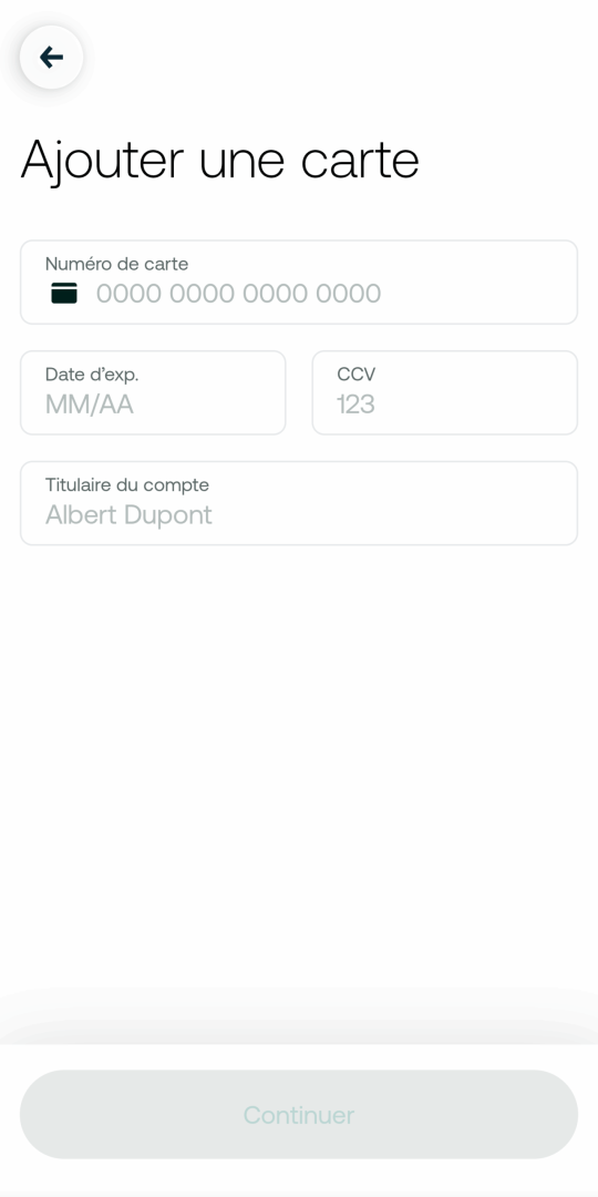 Ajoutez vos informations de carte de crédit